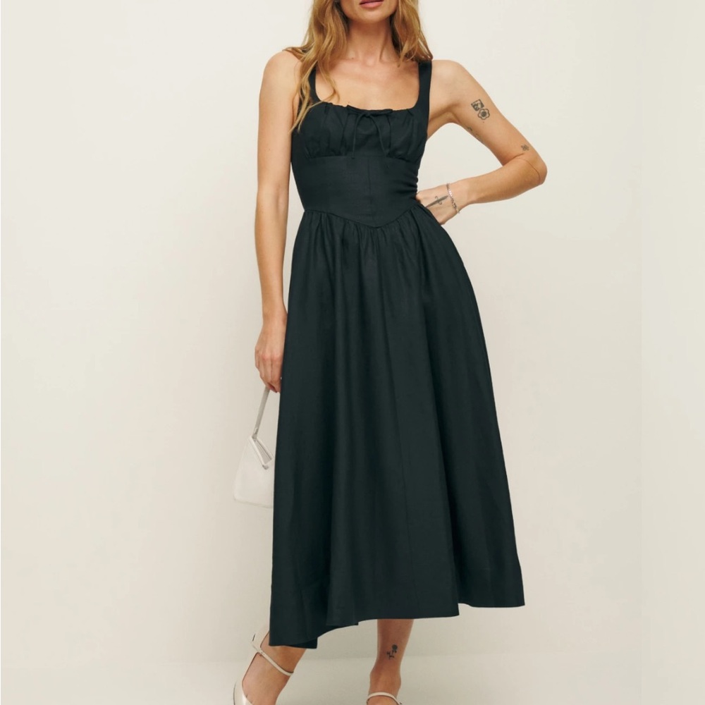 Reformation Black Linen Balia Dress (Size 0)